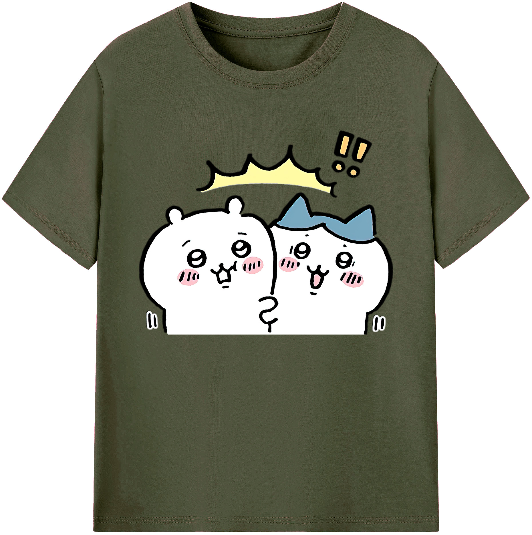 （画像用） ちいかわ ハチワレ Chii-kawa hachiware 綿100％ メンズ半袖Tシャツ｜肌触りやわらか＆通気性
